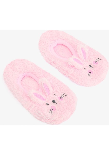 Pembe Kız Çocuk Rabbit Tavşan Nakışlı Aksesuarlı Kaymaz Tabanlı Ev Çetiği