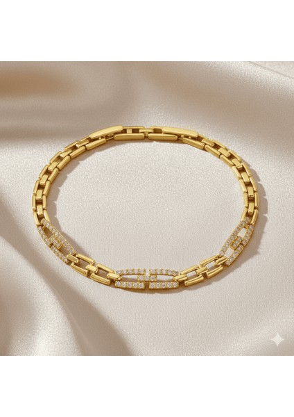 Kadın Tam Tur Xuping Bileklik - Altın Renk - Beyaz Zirkon Taşlı fırsatları