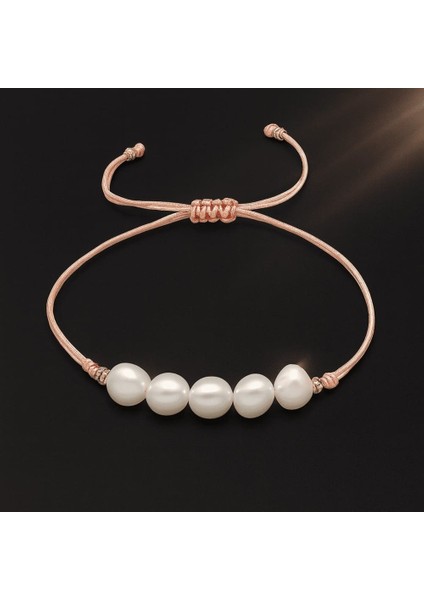 Makrome Örgülü Naturel Kesim Pembe Ipli Sarı Dorika Top Süslemeli Doğal Inci Kadın Bileklik indirimleri