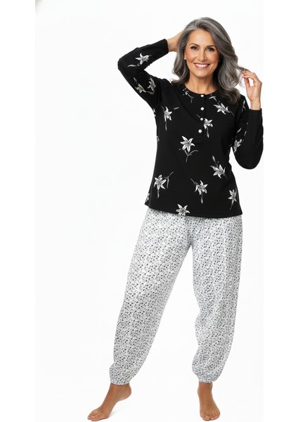 Kadın Kışlık Kadın Anne Içlik Pijama Altı %100 Pamuk Içi Miflonlu Beli Lastikli Rahat