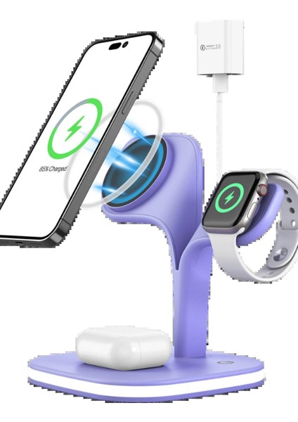 YM-UD22 Kablosuz Şarj Masaüstü Set - LILA-(5796)