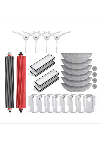 28 Adet Vakum Fırça Toz Torbası Filtre Paspas Bezi Seti Roborock S8 Maxv Ultra Elektrikli Süpürge Yedek Parçaları (Yurt Dışından)