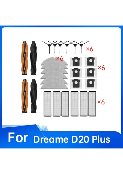 Yedek Aksesuarlar Kiti Dreame D20 Artı Robot Vakum Parçaları Ana Yan Fırçalar Filtreler Paspas Örtüleri Toz Torbaları (Yurt Dışından) modelleri
