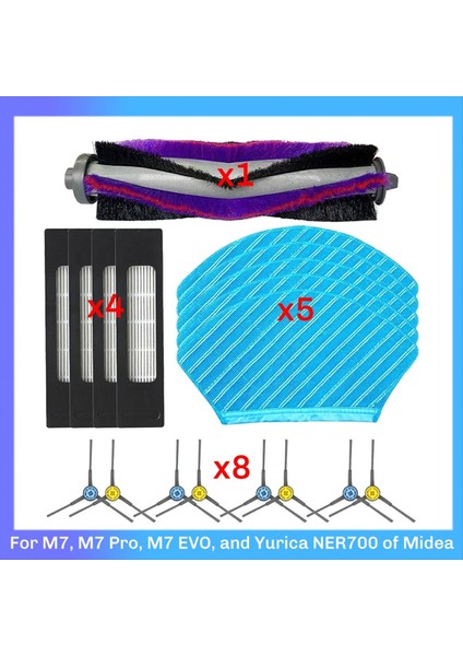 Midea Için M7 M7 Pro M7 Evo / Eureka NER700 Robotlu Süpürge Paspas Bez Kumaş Yan Fırçası Hepa Filtre Seti Aksesuarları (Yurt Dışından) fiyatları