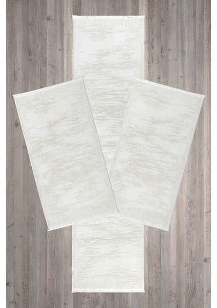 3 lü Set Yatak Odası Halısı Pamuk Taban Polipropilen Tozumaz Antialerjik 7102 Kemik fiyatları