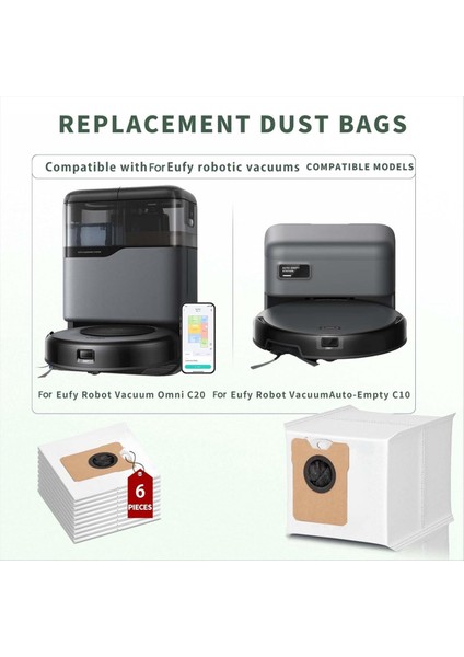 Vakum Torbaları Için Eufy Omnı C10 C20 Robotlu Süpürge Yedek Toz Torbaları (Yurt Dışından) modelleri