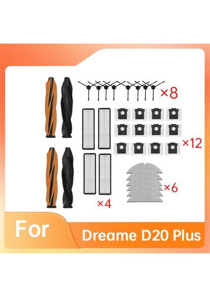 Aksesuarları Kiti Dreame D20 Pro / D20 Artı Robotlu Süpürge Ana Yan Fırça Filtreleri Toz Torbaları Yedek Parçalar (Yurt Dışından) fırsatları