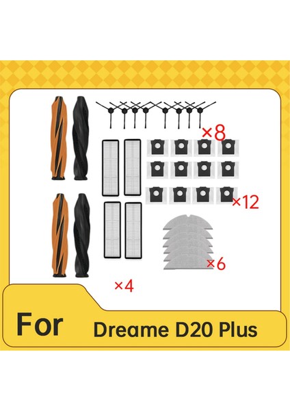 Aksesuarları Kiti Dreame D20 Pro / D20 Artı Robotlu Süpürge Ana Yan Fırça Filtreleri Toz Torbaları Yedek Parçalar (Yurt Dışından) indirimleri