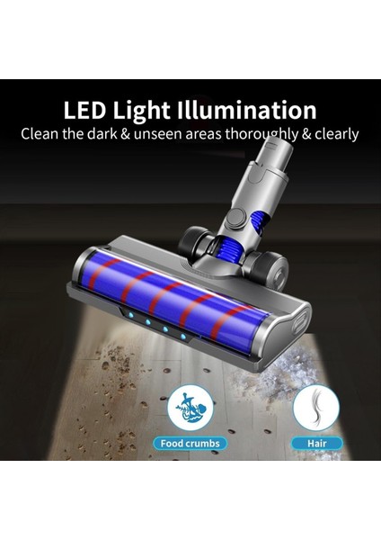 Fırça Kafası Için LED Farlar ile Dyson V6 Elektrikli Süpürgeler Zemin Fırçası Sert Zeminler Halı Rulo Fırça Parçaları (Yurt Dışından) fırsatları