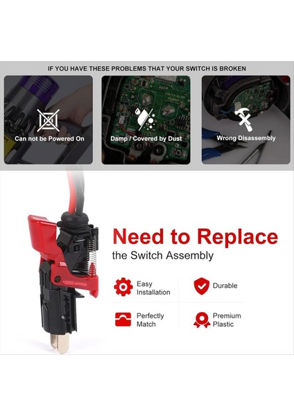 Yükseltilmiş Tetik Anahtar Tertibatı Için Yedek Dyson V10 SV12 Elektrikli Süpürge, Güç Düğmesi Yedek Parçaları (Yurt Dışından) indirimleri