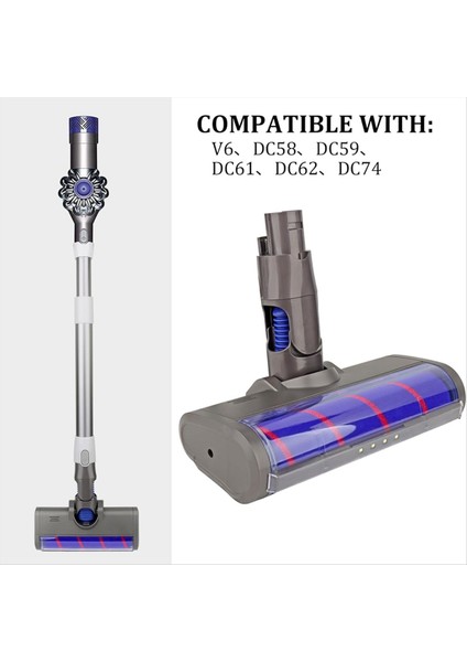 Yumuşak Rulo Temizleyici Kafa Dyson V6, DC58, DC59, DC61, DC62, DC74 Akülü Elektrikli Süpürge, Sert Zemin Eki (Yurt Dışından) modelleri