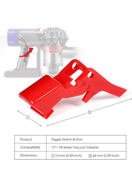 Tetik Anahtarı Düğmesi Dyson V7 V8 SV10 SV11 Elektrikli Süpürge, Güçlü Kırmızı Güç Anahtarı Düğmesi Yedek Parça Tamir (Yurt Dışından) modelleri