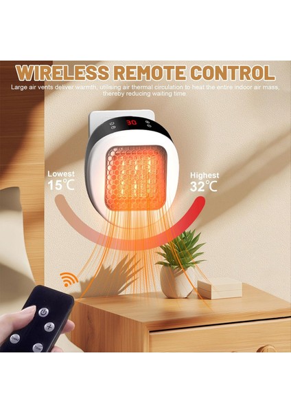 Uzaktan Kumandalı Priz Fanlı Isıtıcı 10 M²/25 M³&#39 E Kadar Odalar Için Termostatlı ve 12 Saat Zamanlayıcılı Seramik Isıtıcı Ab Fişi B (Yurt Dışından) indirimleri