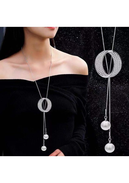 Titanyum Çelik Renk Kaybetmez Sonbahar ve Kış Süveter Zincirinin Kore Versiyonu Kadın Basit Uzun Kolye Kolye Kıdemli Mücevher Duygusu Giyim Kolye (Yurt Dışından)