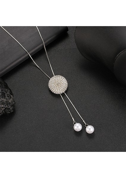 Titanyum Çelik Renk Kaybetmez Sonbahar ve Kış Süveter Zincirinin Kore Versiyonu Kadın Basit Uzun Kolye Kolye Kıdemli Mücevher Duygusu Giyim Kolye (Yurt Dışından)