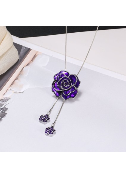 Titanyum Çelik Renk Kaybetmez Sonbahar ve Kış Süveter Zincirinin Kore Versiyonu Kadın Basit Uzun Kolye Kolye Kıdemli Mücevher Duygusu Giyim Kolye (Yurt Dışından)