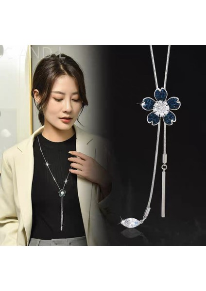 Titanyum Çelik Renk Kaybetmez Sonbahar ve Kış Süveter Zincirinin Kore Versiyonu Kadın Basit Uzun Kolye Kolye Kıdemli Mücevher Duygusu Giyim Kolye (Yurt Dışından)