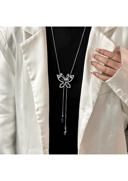 Titanyum Çelik Renk Kaybetmez Sonbahar ve Kış Süveter Zincirinin Kore Versiyonu Kadın Basit Uzun Kolye Kolye Kıdemli Mücevher Duygusu Giyim Kolye (Yurt Dışından)