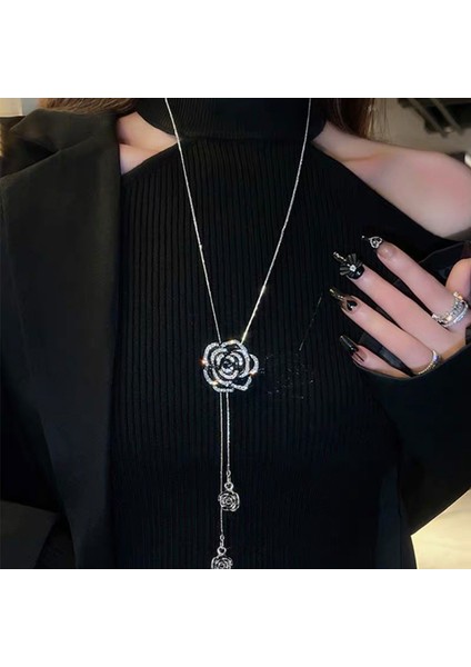 Titanyum Çelik Renk Kaybetmez Sonbahar ve Kış Süveter Zincirinin Kore Versiyonu Kadın Basit Uzun Kolye Kolye Kıdemli Mücevher Duygusu Giyim Kolye (Yurt Dışından)
