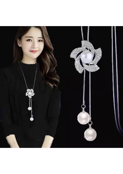 Titanyum Çelik Renk Kaybetmez Sonbahar ve Kış Süveter Zincirinin Kore Versiyonu Kadın Basit Uzun Kolye Kolye Kıdemli Mücevher Duygusu Giyim Kolye (Yurt Dışından)