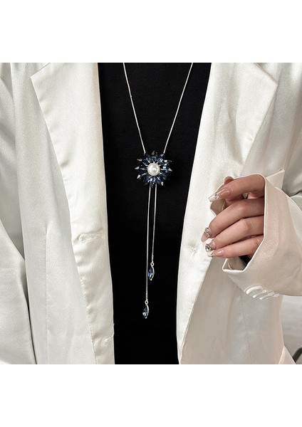 Titanyum Çelik Renk Kaybetmez Sonbahar ve Kış Süveter Zincirinin Kore Versiyonu Kadın Basit Uzun Kolye Kolye Kıdemli Mücevher Duygusu Giyim Kolye (Yurt Dışından)