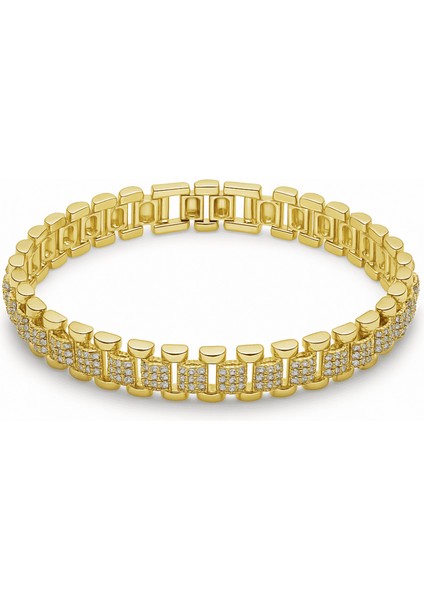 Kadın Tam Tur Xuping Bileklik - Üç Sıra Beyaz Zirkon Taşlı - Altın Renk