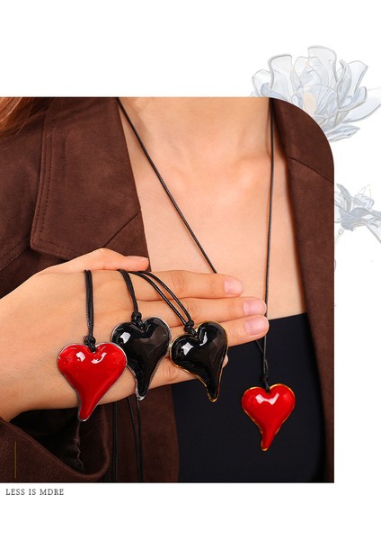 Kış Çok Yönlü Vintage Stil Siyah Halat Kolye Aşk Kolye Kişiselleştirilmiş Niş Tasarım Sense Kazak Zinciri Kadın (Yurt Dışından) modelleri