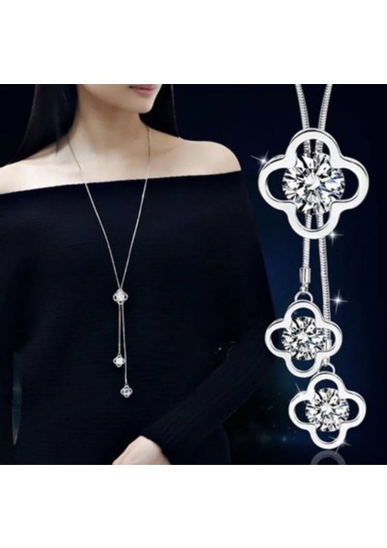 Titanyum Çelik Renk Kaybetmez Sonbahar ve Kış Süveter Zincirinin Kore Versiyonu Kadın Basit Uzun Kolye Kolye Kıdemli Mücevher Duygusu Giyim Kolye (Yurt Dışından)