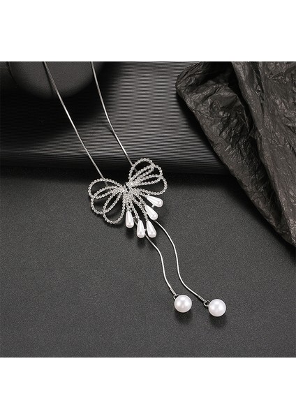 Titanyum Çelik Renk Kaybetmez Sonbahar ve Kış Süveter Zincirinin Kore Versiyonu Kadın Basit Uzun Kolye Kolye Kıdemli Mücevher Duygusu Giyim Kolye (Yurt Dışından)