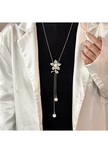 Titanyum Çelik Renk Kaybetmez Sonbahar ve Kış Süveter Zincirinin Kore Versiyonu Kadın Basit Uzun Kolye Kolye Kıdemli Mücevher Duygusu Giyim Kolye (Yurt Dışından)