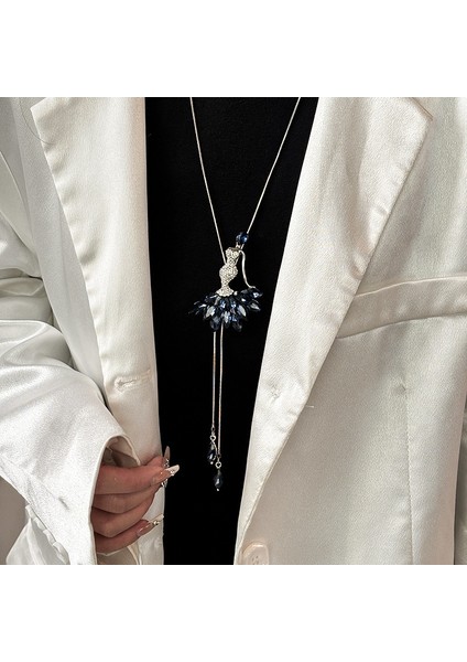 Titanyum Çelik Renk Kaybetmez Sonbahar ve Kış Süveter Zincirinin Kore Versiyonu Kadın Basit Uzun Kolye Kolye Kıdemli Mücevher Duygusu Giyim Kolye (Yurt Dışından)