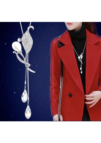 Titanyum Çelik Renk Kaybetmez Sonbahar ve Kış Süveter Zincirinin Kore Versiyonu Kadın Basit Uzun Kolye Kolye Kıdemli Mücevher Duygusu Giyim Kolye (Yurt Dışından)