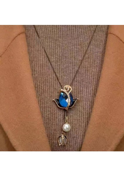 Titanyum Çelik Renk Kaybetmez Sonbahar ve Kış Süveter Zincirinin Kore Versiyonu Kadın Basit Uzun Kolye Kolye Kıdemli Mücevher Duygusu Giyim Kolye (Yurt Dışından)