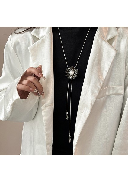 Titanyum Çelik Renk Kaybetmez Sonbahar ve Kış Süveter Zincirinin Kore Versiyonu Kadın Basit Uzun Kolye Kolye Kıdemli Mücevher Duygusu Giyim Kolye (Yurt Dışından)