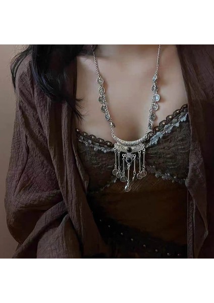 Bohem Tibet Antik Tarzı Püskül Kolye Kadın Egzotik Tarzı Aksesuarları Etnik Retro Miao Kolye Mücevher (Yurt Dışından)