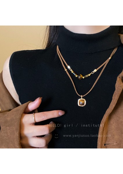 Sonbahar ve Kış Merad Boncuklu Kaplan Gözü Taş Modelleri Kolye Kolye Kadın Retro Mizaç Jumper Zincir Hafif Lüks Üst Düzey Aksesuar Duygusu (Yurt Dışından)