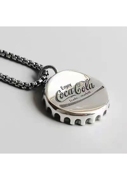Kola Şişesi Kapağı Kolye Erkek Gelgit Ins Hip-Hop Hafif Lüks Niş Basit Sonbahar ve Kış Uzun Kolye Süveter Zincir Aksesuarları (Yurt Dışından)