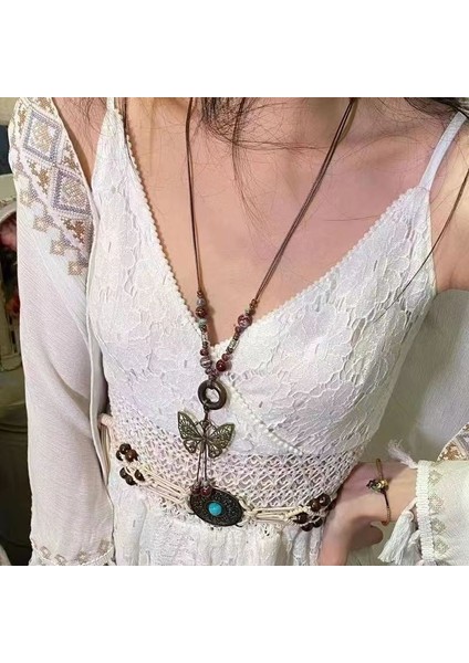 Bohem Tibet Antik Tarzı Püskül Kolye Kadın Egzotik Tarzı Aksesuarları Etnik Retro Miao Kolye Mücevher (Yurt Dışından)