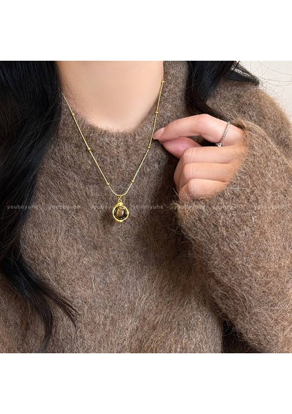 Sonbahar ve Kış Merad Boncuklu Kaplan Gözü Taş Modelleri Kolye Kolye Kadın Retro Mizaç Jumper Zincir Hafif Lüks Üst Düzey Aksesuar Duygusu (Yurt Dışından)