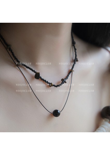 Sonbahar ve Kış Merad Boncuklu Kaplan Gözü Taş Modelleri Kolye Kolye Kadın Retro Mizaç Jumper Zincir Hafif Lüks Üst Düzey Aksesuar Duygusu (Yurt Dışından)