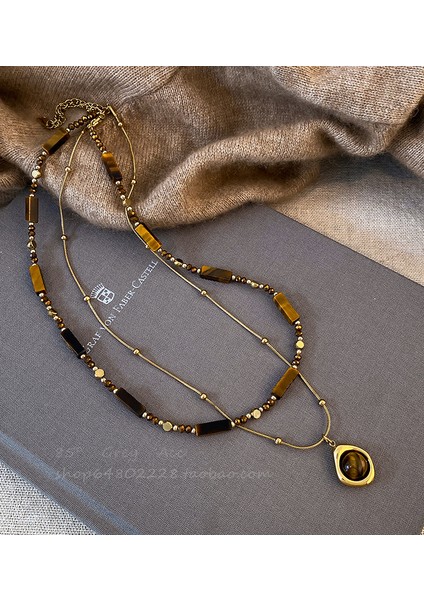 Sonbahar ve Kış Merad Boncuklu Kaplan Gözü Taş Modelleri Kolye Kolye Kadın Retro Mizaç Jumper Zincir Hafif Lüks Üst Düzey Aksesuar Duygusu (Yurt Dışından) modelleri