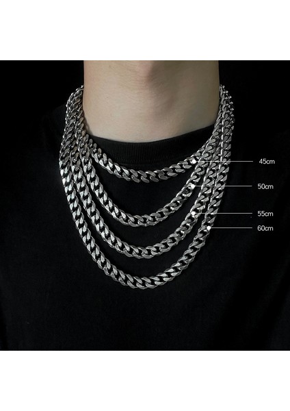 Titanyum Çelik Renk Kaybetmez Kalın Zincir Küba Zincir Kolye Erkek Gelgit Hiphop Avrupa ve Amerika Birleşik Devletleri Hip-Hop Basit Kazak Zinciri Aksesuarları (Yurt Dışından)
