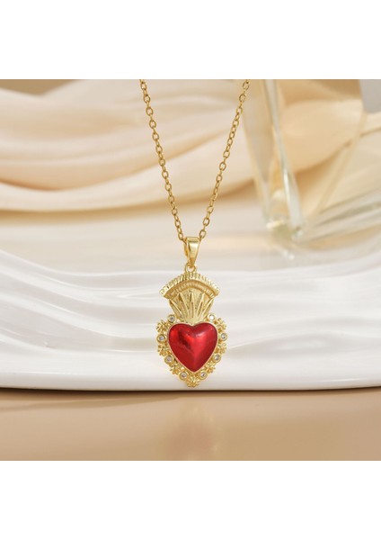 Kolye Kadın Aşk Zirkonya Niş Moda Işık Lüks Yeni Tasarım Kolye Mizaç Seti Titanyum Çelik Kolye (Yurt Dışından)