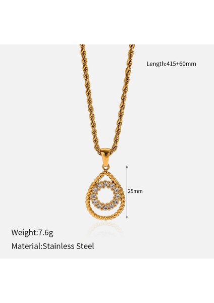 Chenhe Paslanmaz Çelik Takı Kadın Üst Düzey Okyanus Rüzgakolye Niş Işık Lüks Duygusu Renk Kaybetmez Jumper Zincir Titanyum Çelik Kolye (Yurt Dışından)