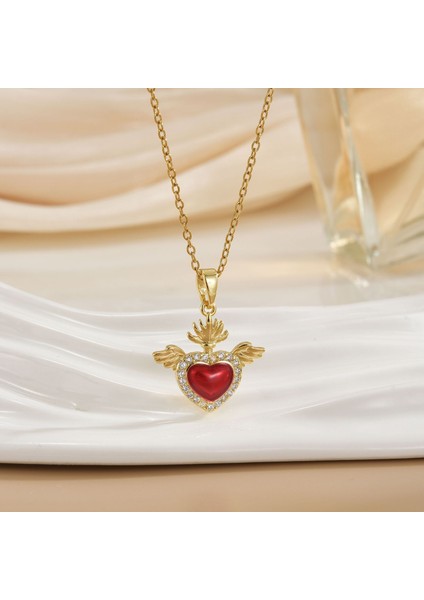 Kolye Kadın Aşk Zirkonya Niş Moda Işık Lüks Yeni Tasarım Kolye Mizaç Seti Titanyum Çelik Kolye (Yurt Dışından)