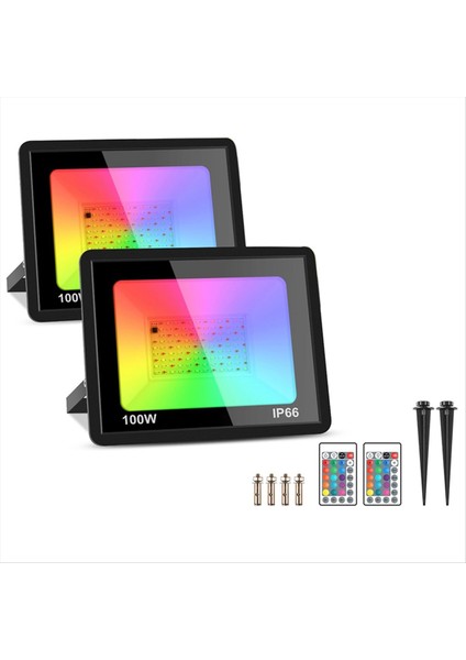2 Paket 100W Rgb LED Taşkın Işıkları IP66 Su Geçirmez Renk Parti Için Uzaktan Kumandalı Taşkın Işığı Değiştirme, Cadılar Bayramı 220V (Yurt Dışından) fiyatları