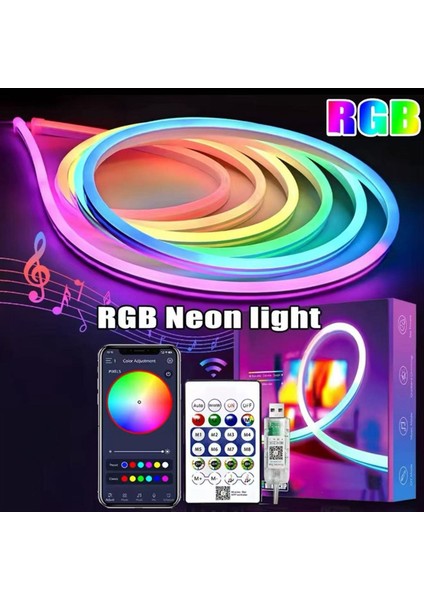 DC5V Rgbıc LED Şerit Işıkları Neon Ip Işığı Müzik Senkronizasyonu Dıy Rgb Atmosferi Ev Dekor Için Işık Şerit Bant 5 Metre (Yurt Dışından) modelleri