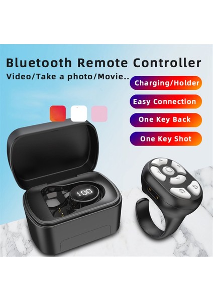 Sayfa Turner Tarama Için Kablosuz Bluetooth Halkalı Uzaktan Kumanda Parmak Ucu Selfie Video Denetleyicisi (Yurt Dışından) fiyatları