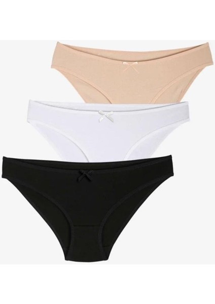 Kadın Pamuklu Düz Renk Külot Slip 3'lü paket | 25805