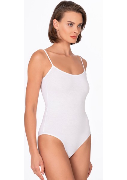 Kadın Çıtçıtlı İp Askılı Badi Beyaz | Kompedan K0603 fiyatları